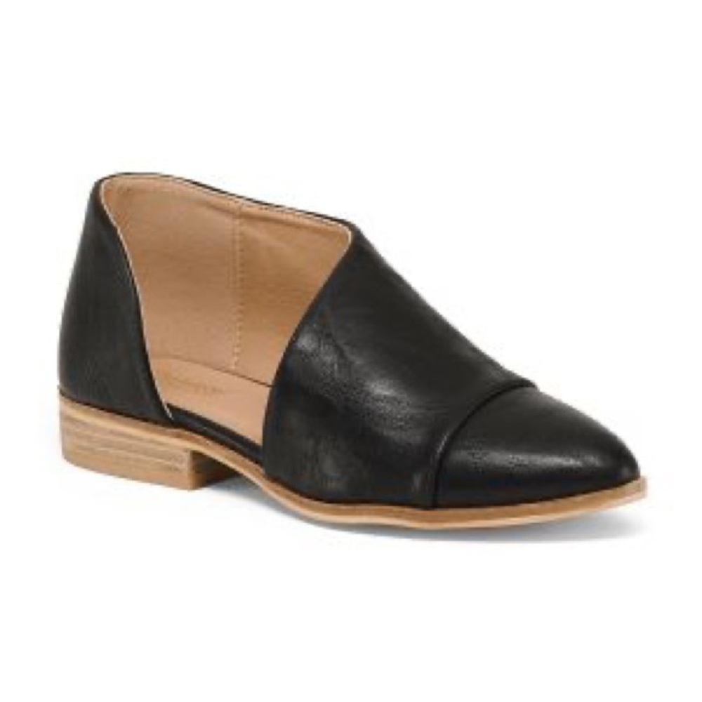 Catherine Malandrino Minimalist Black Pointed Toe Leather Flats Women’s Size 8